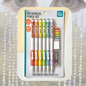 🏷️ set of 6 mechanical pencils with refill lead case & erasers (0.7mm)